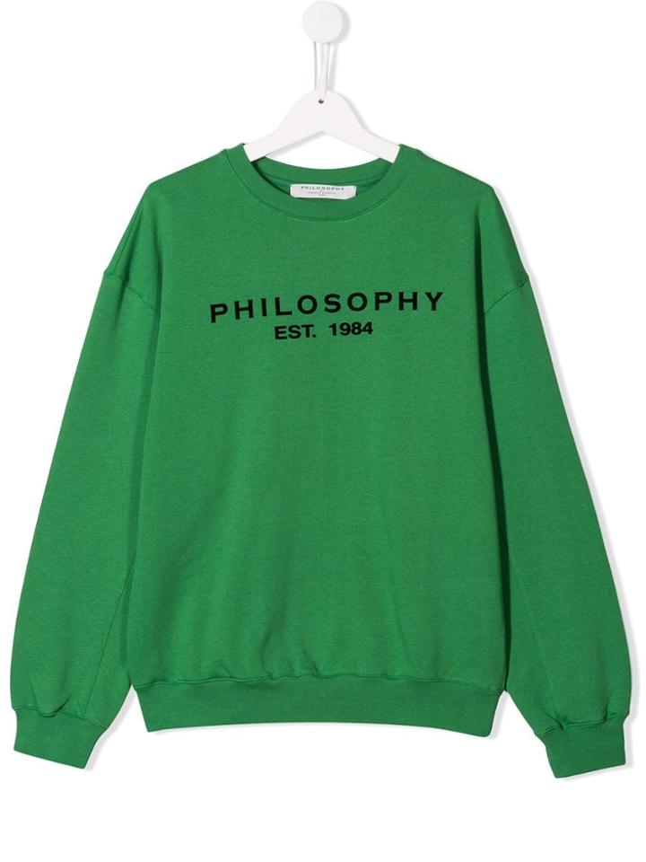 Philosophy Di Lorenzo Serafini Kids Teen Logo Print Sweatshirt - Green