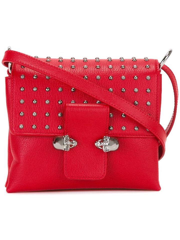 Alexander Mcqueen Twin Skull Satchel, Women's, Red, Leather