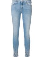 7 For All Mankind Embellished Hem Cropped Skinny Jeans - Blue