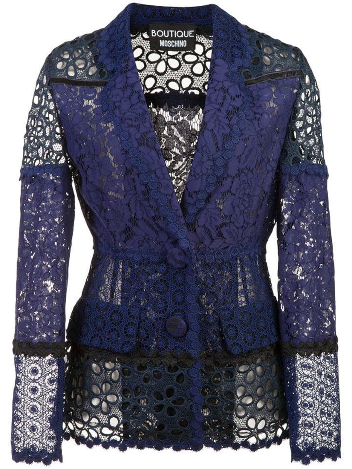 Boutique Moschino Floral Lace Blazer - Blue