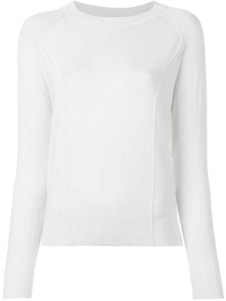 Joseph Raglan Panel Jumper, Women's, Size: Large, White, Silk/nylon/spandex/elastane
