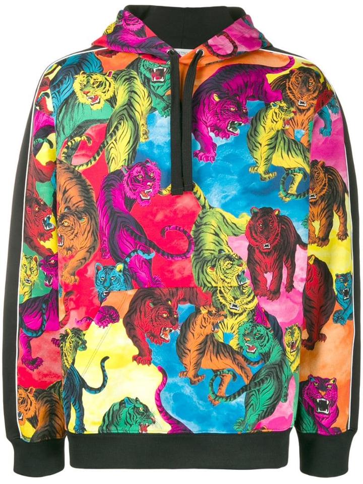 Valentino Valentino Garavani Tiger Printed Hoodie - Pink