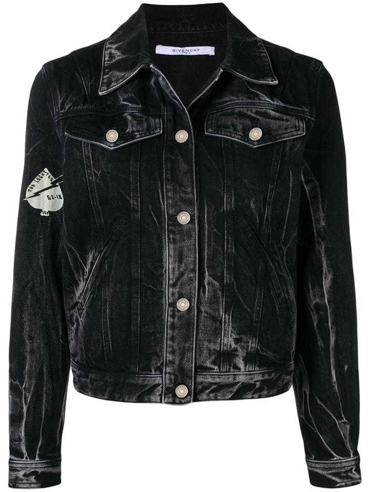 Givenchy Creatures Print Stonewashed Denim Jacket - Black
