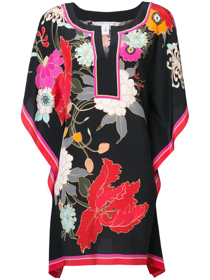 Trina Turk Floral Print Kaftan Dress - Black