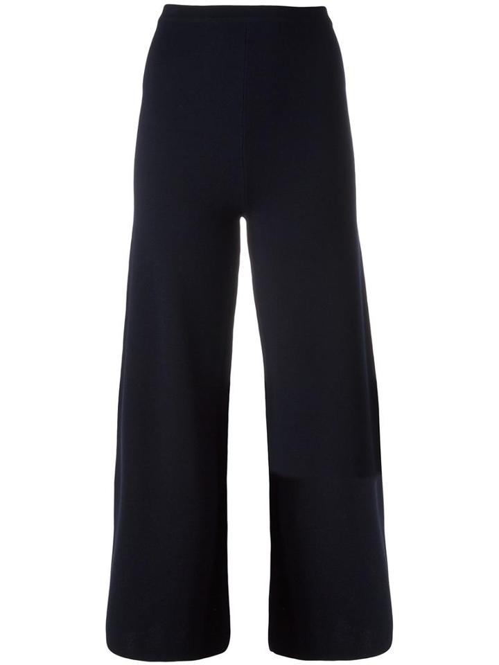 Cédric Charlier Flared Cropped Trousers, Women's, Size: 40, Blue, Wool/cashmere