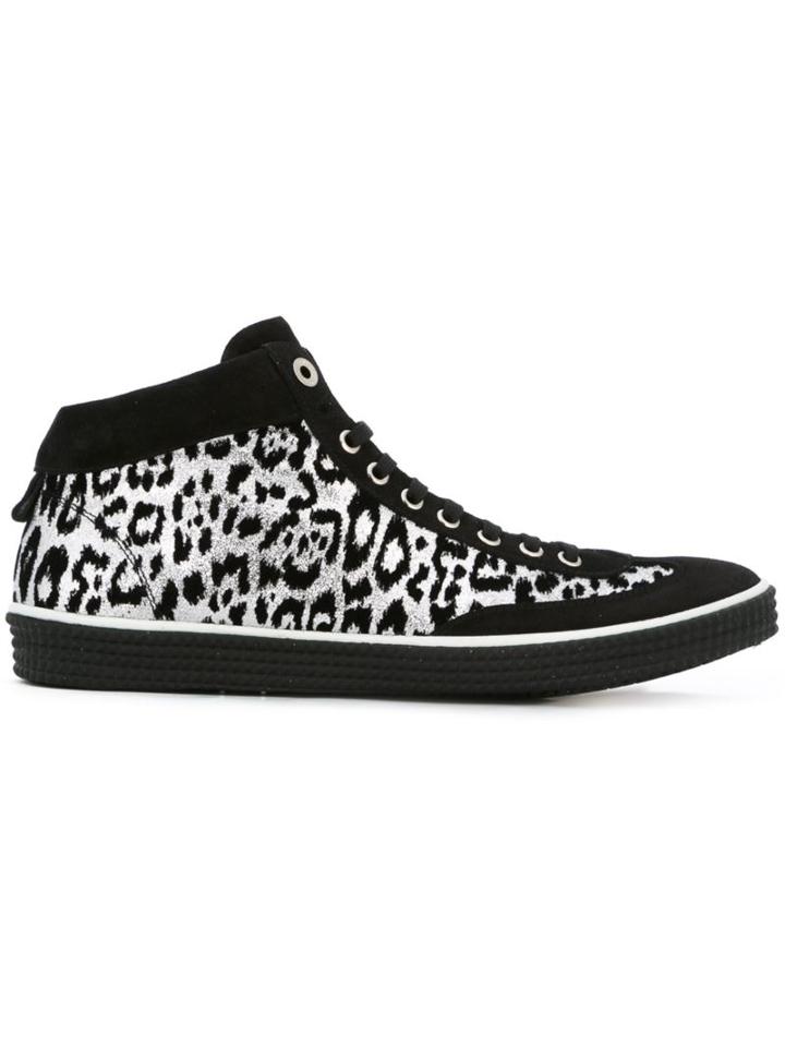 Jimmy Choo Varley Hi-top Sneakers, Men's, Size: 41, Black, Metallized Polyester/suede/leather/rubber