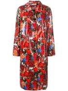 Marni Coated Floral Print Coat - Red