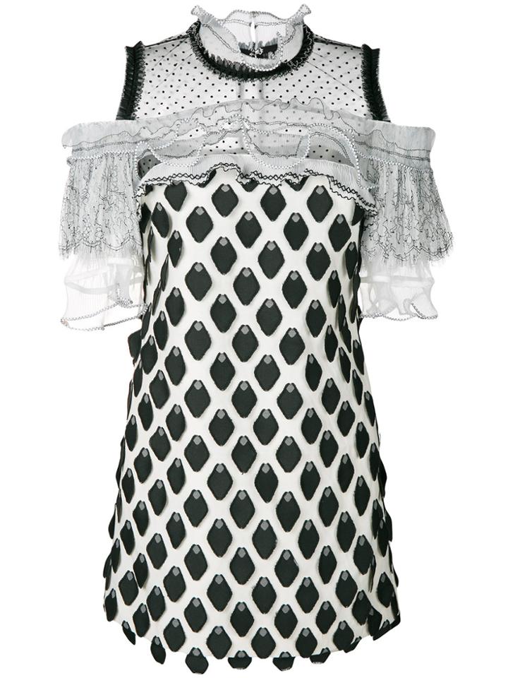 Self-portrait Ruffle-trim Petal Mini Dress - White