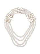 Katheleys Vintage Art Crystal Rock Necklace - White