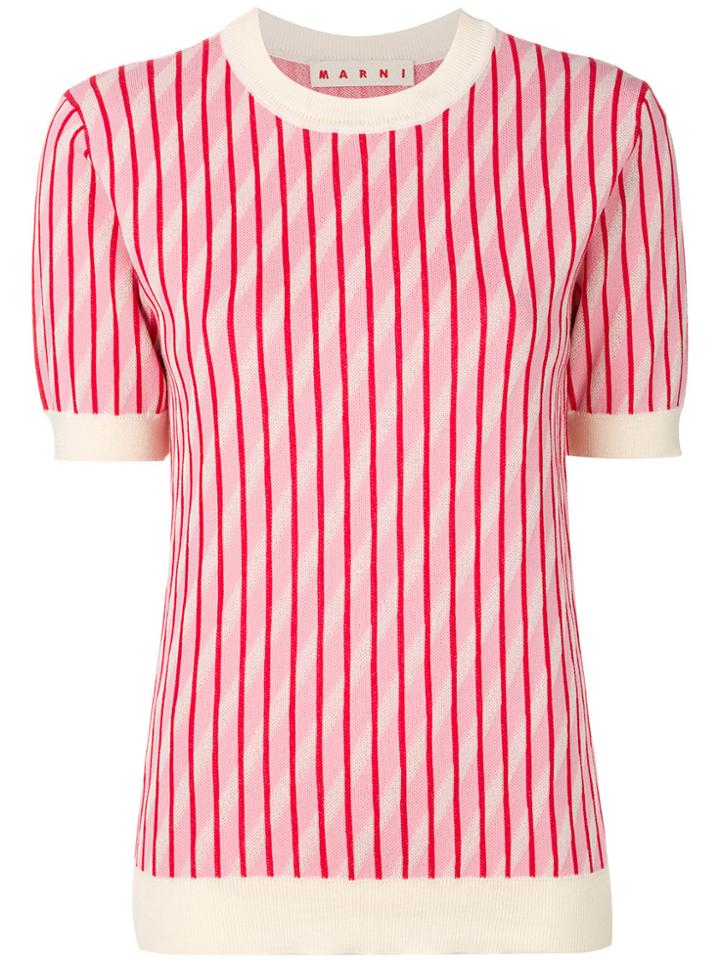 Marni Striped Knitted T-shirt - Pink & Purple