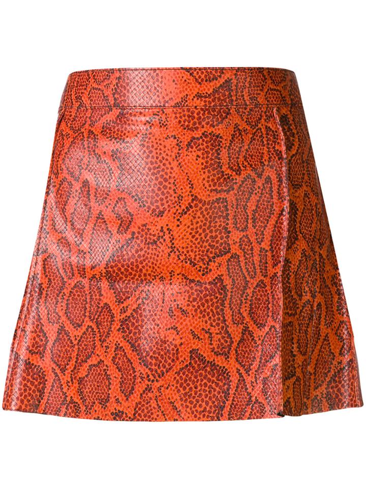 Chloé Python-print Leather Mini Skirt - Yellow & Orange