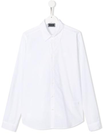 Young Versace Teen Plain Long Sleeve Shirt - White