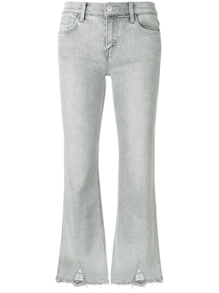 Current/elliott Distressed Cropped Denim Flares - Grey