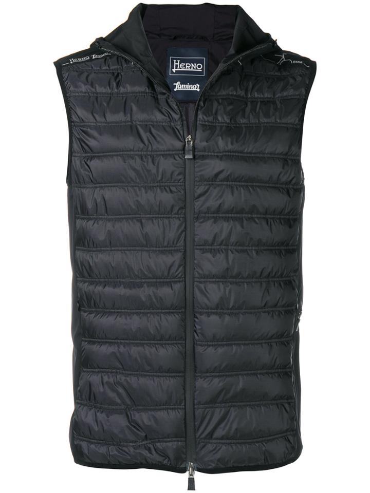 Herno Padded Hooded Gilet - Black