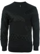 Neil Barrett Quilted Panel Sweatshirt, Men's, Size: Small, Black, Cotton/lyocell/viscose/acetate