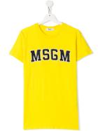 Msgm Kids Teen Logo Patch T-shirt - Yellow