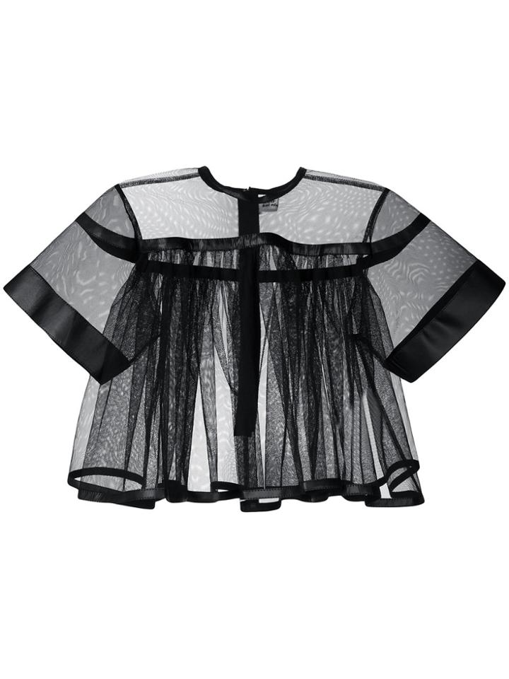 Comme Des Garçons Noir Kei Ninomiya Sheer Flared Top - Black