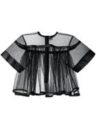 Comme Des Garçons Noir Kei Ninomiya Sheer Flared Top - Black