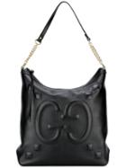 Gucci Embossed 'gg' Shoulder Bag, Black, Leather