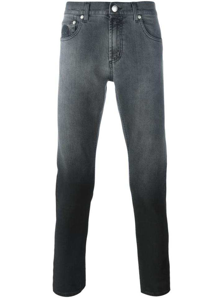 Alexander Mcqueen Degrade Slim Fit Jeans, Men's, Size: 52, Black, Cotton/spandex/elastane