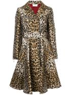 Sara Battaglia Leopard Print Coat - Brown