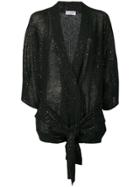 Brunello Cucinelli Sequin Belted Cardigan - Black