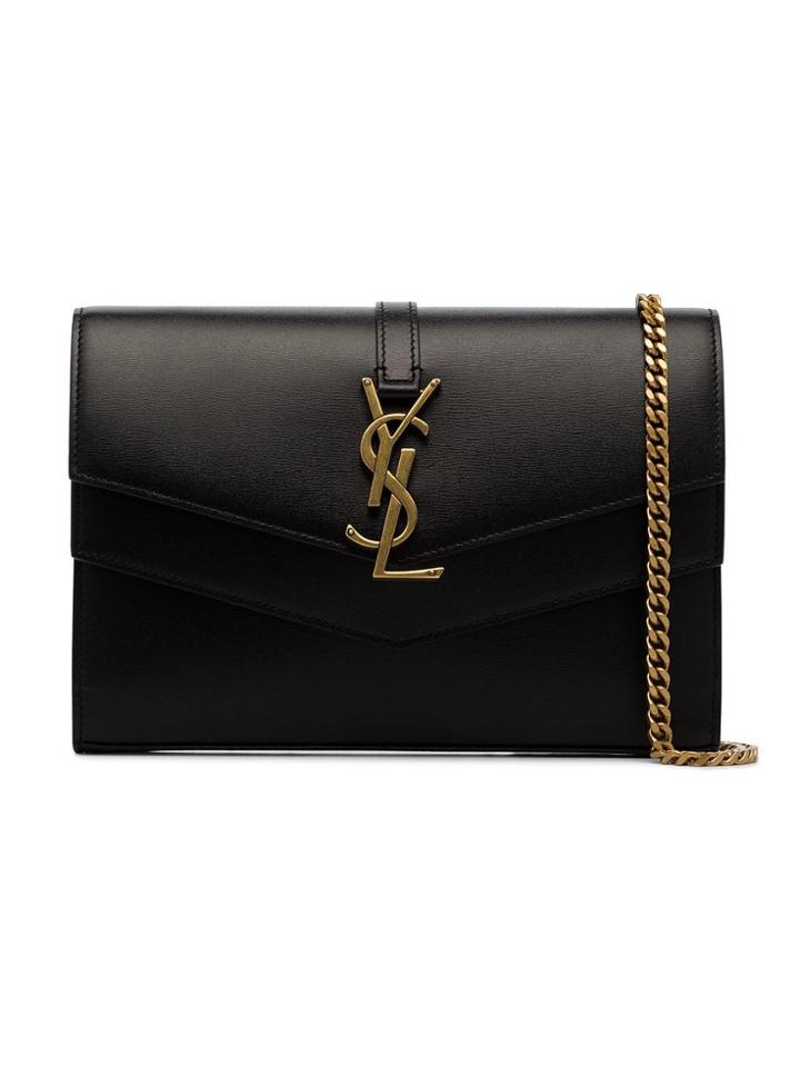 Saint Laurent Slp Blk Sulpice Envelpe Gld Ysl Woc - Black