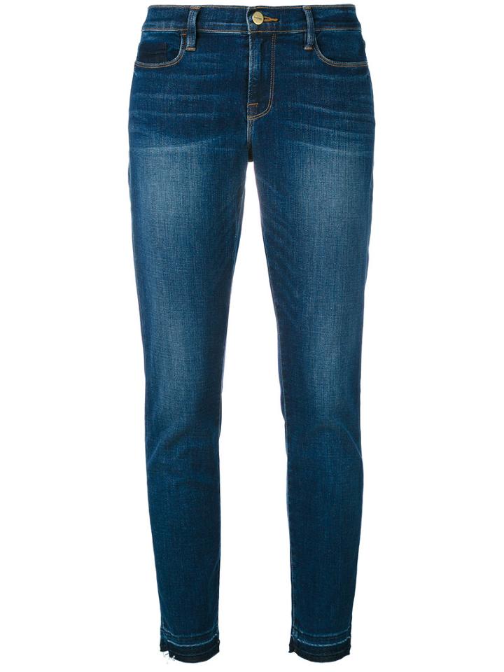 Frame Denim - Distressed Cropped Jeans - Women - Cotton/polyester/spandex/elastane - 26, Blue, Cotton/polyester/spandex/elastane