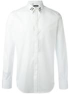 Dolce & Gabbana Beaded Note Collar Shirt, Men's, Size: 40, White, Cotton
