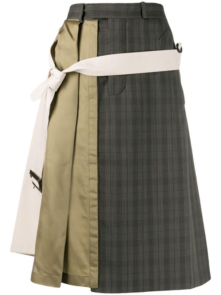 Maison Margiela Asymmetric Patchwork Midi Skirt - Neutrals