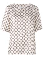 Alberto Biani - Geometric Print Top - Women - Silk - 44, Nude/neutrals, Silk