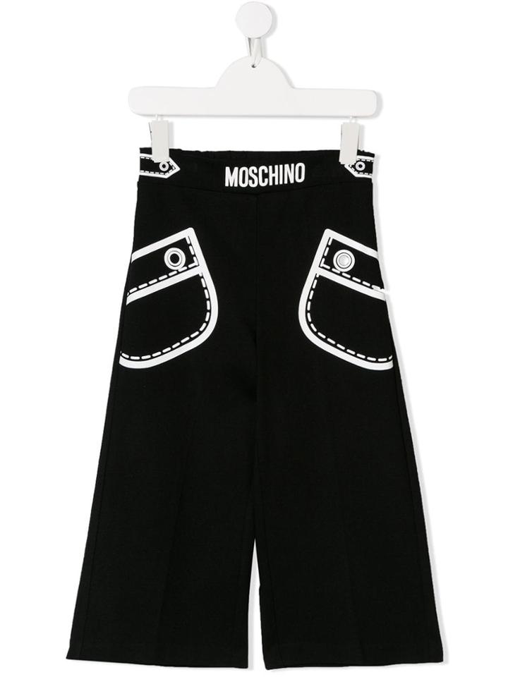 Moschino Kids Teen Trompe L'oeil-print Culottes - Black