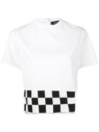 Dsquared2 - Checkboard Cropped T-shirt - Women - Cotton - 42, Women's, White, Cotton