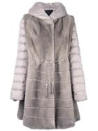 Liska Mink Fur Hooded Puffer Coat, Women's, Size: Small, Nude/neutrals, Mink Fur/polyester/feather Down