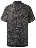 Lanvin Printed Short Sleeve Shirt, Men's, Size: 37, Black, Cotton