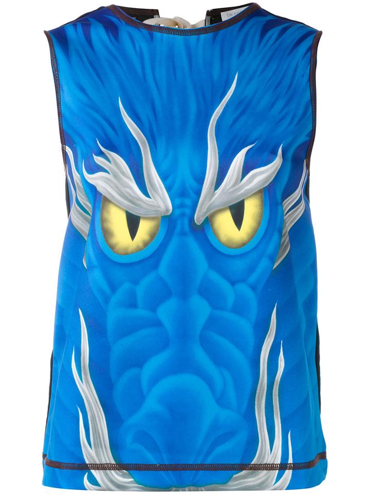 J.w.anderson - Dragon Print Tank Top - Women - Polyester/spandex/elastane - 10, Blue, Polyester/spandex/elastane