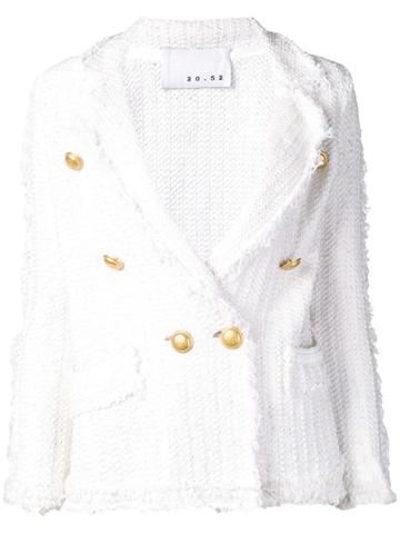 20:52 Double Breasted Tweed Blazer - White