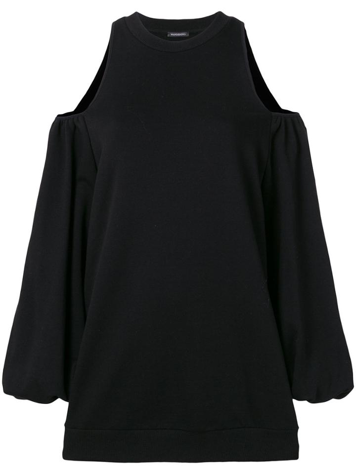 Wandering Cold Shoulder Flared Sweatshirt - Black