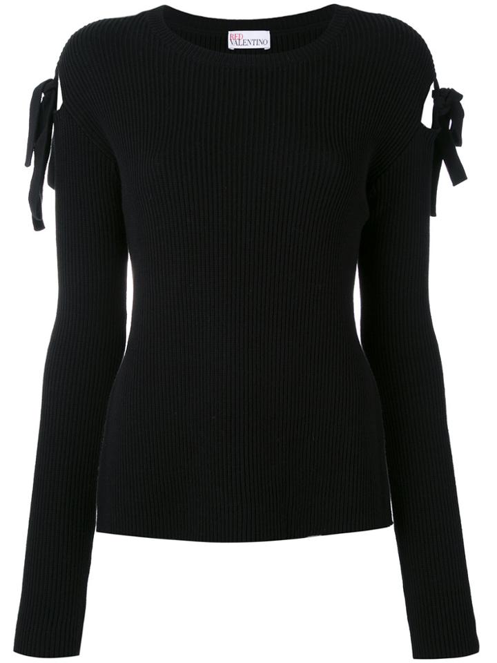 Red Valentino Cut-out Detail Ribbed Jumper - Black