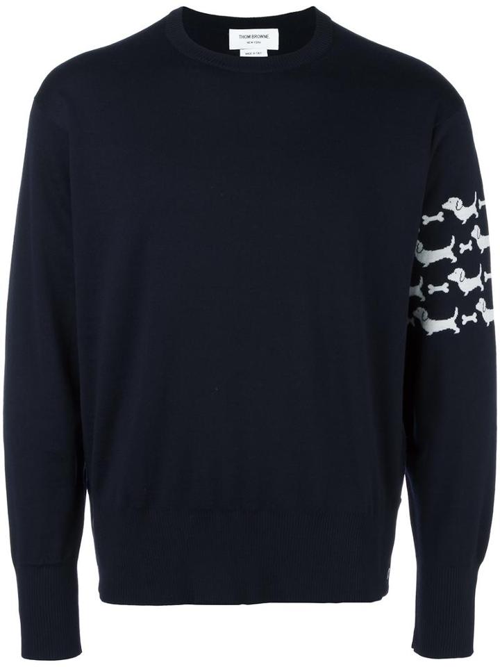 Thom Browne Dog Pattern Jumper, Men's, Size: 2, Blue, Wool