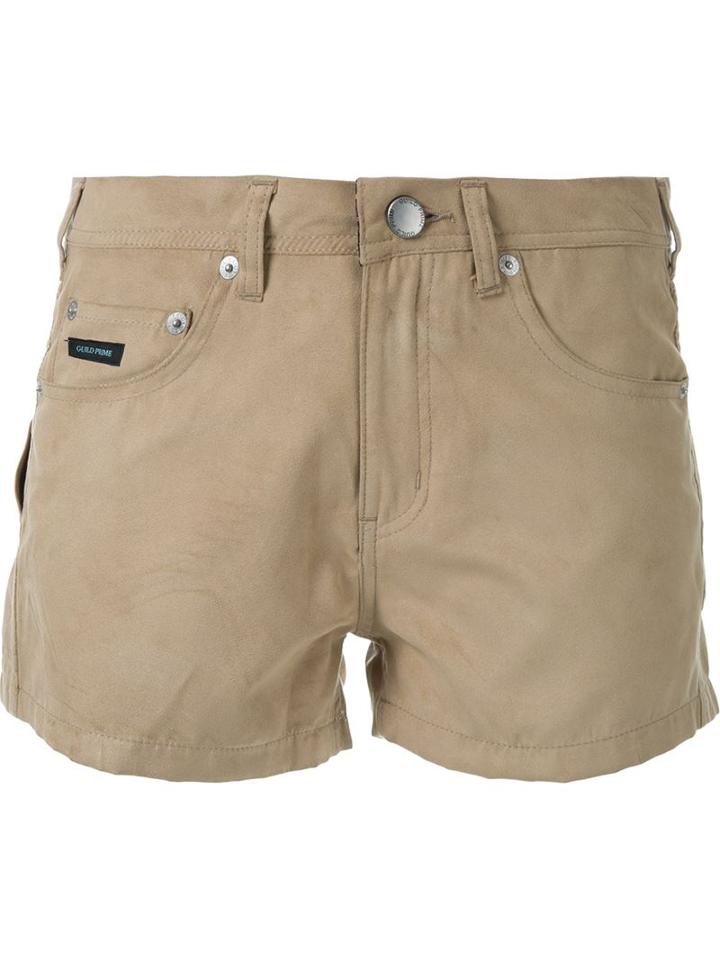 Guild Prime - Velvet Effect Shorts - Women - Polyester - 34, Brown, Polyester