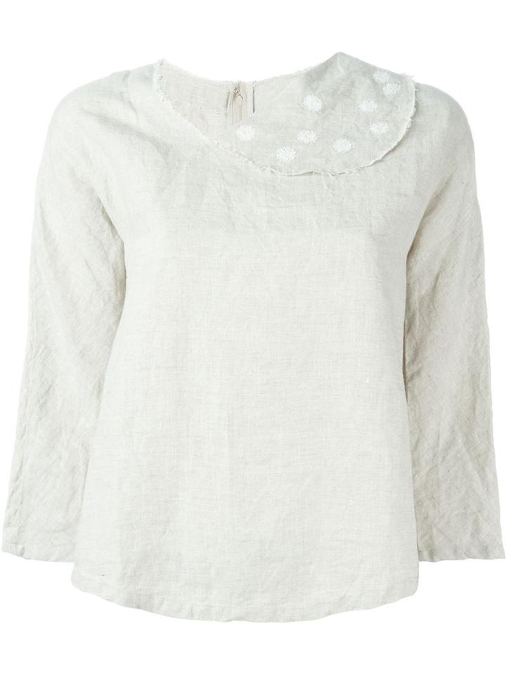 Comme Des Garçons Comme Des Garçons Embroidered Asymmetric Collar Blouse