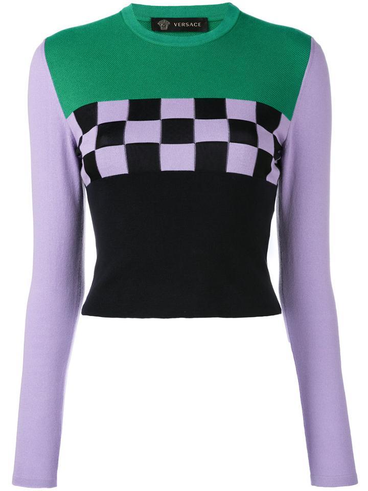 Versace Gridlock Jumper, Women's, Size: 42, Purple, Cotton/spandex/elastane/viscose