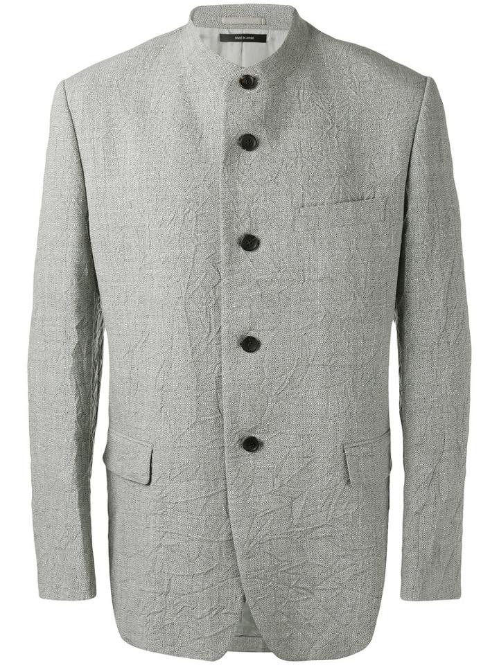 Issey Miyake Men - Buttoned Jacket - Men - Linen/flax/cupro/wool - 2, Grey, Linen/flax/cupro/wool