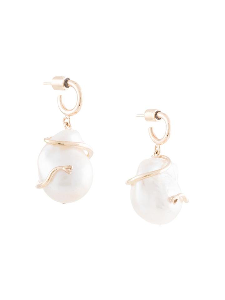 Meadowlark 9kt Yellow Gold Medusa Coiled Pearl Earrings - White