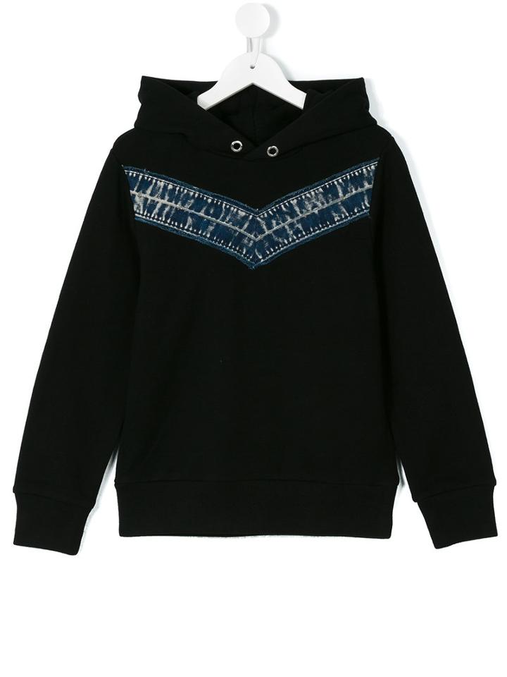 Diesel Kids - Denim Detail Hoodie - Kids - Cotton/polyester - 9 Yrs, Black