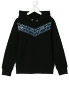 Diesel Kids - Denim Detail Hoodie - Kids - Cotton/polyester - 9 Yrs, Black