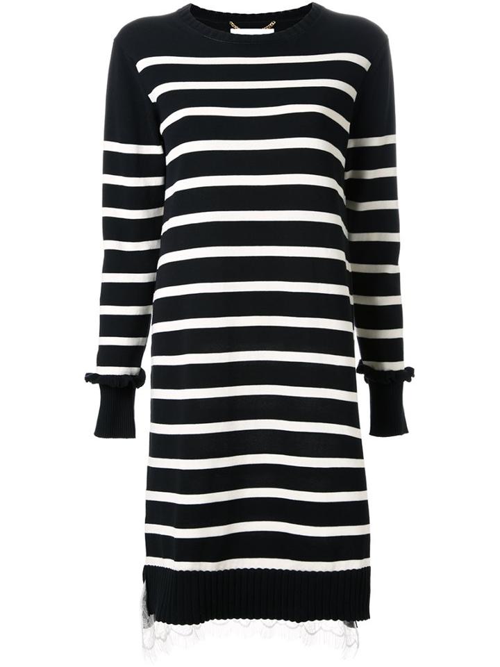 Muveil Striped Knitted Dress, Women's, Size: 38, Black, Nylon/rayon/cotton