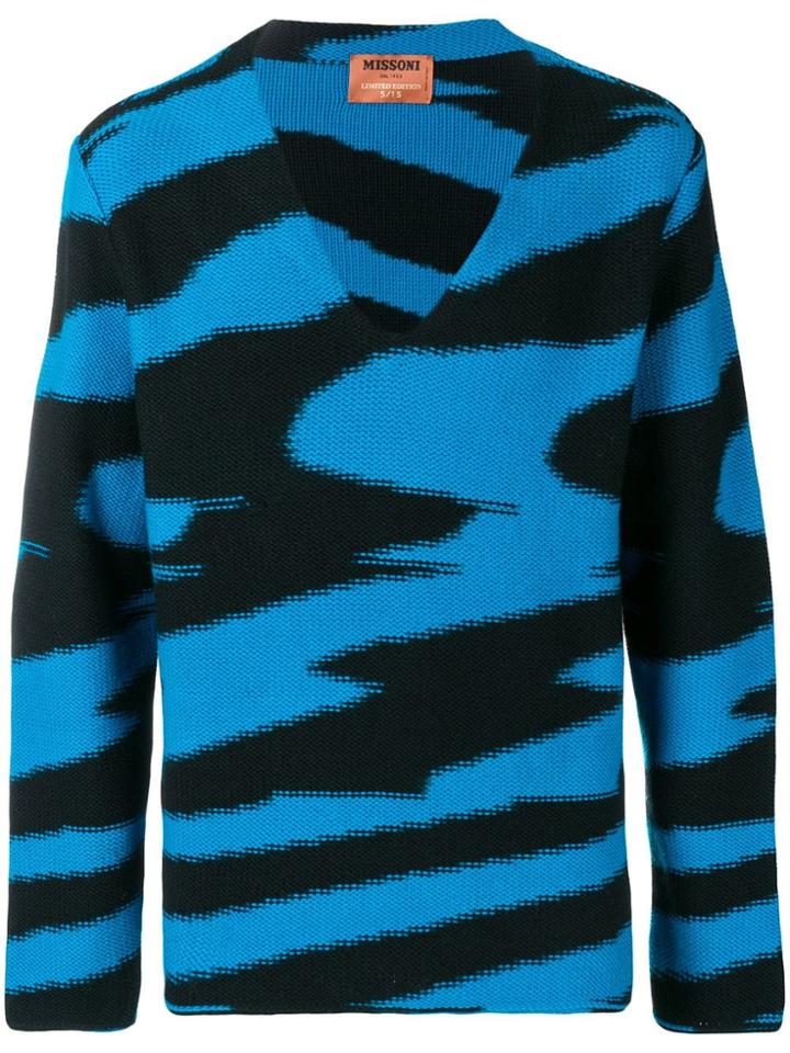 Missoni Intarsia Knitted Jumper - Blue