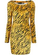 Love Moschino Tiger-print Mini Dress - Yellow